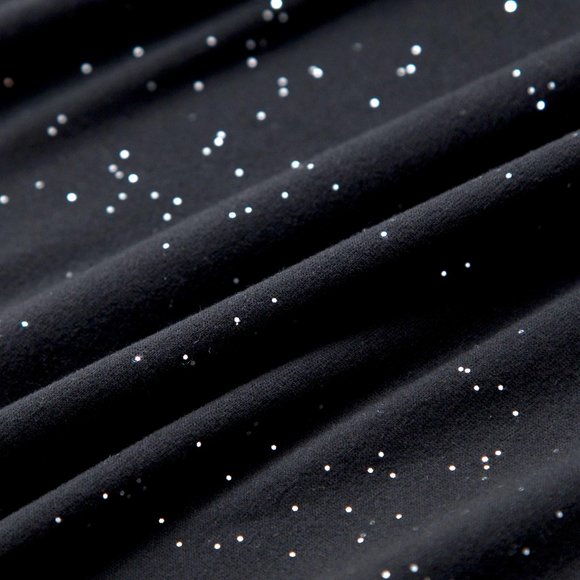 Silver Confetti TShirt, Sequins Relaxed Black Tee - Picture 4 of 7